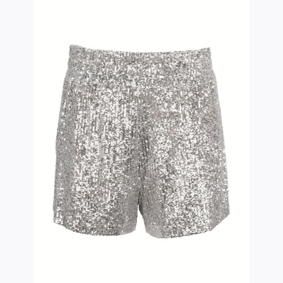 NEW Generation Love Size L Women's Elise Sequin Shorts - Argento Silver - Picture 1 of 2